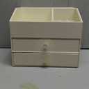 Vlando Makeup Organizer for Vanity,Large Capacity Countertop Organizer with Drawers, PU Leather Cosmetic Display Case for Lipstick,Brushes,Skincare,Bedroom Storage (Beige) (3 layers-Beige)