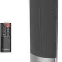 Lasko Ellipse Ceramic Tower Heater for Home with Tipover Switch, Child Lock, Digital Display, Thermostat, Wide Oscillation, Remote, Timer, For Bedroom, Office, Living Room, Den, 1500W, Black, CT18950