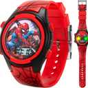Marvel Spider-Man Kids Watches  Digital Display, Interactive Features, Adjustable Strap, Vibrant Spider-Man Graphics, Durable for Active Kids (Red /Black)