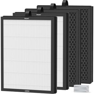 4 Packs M200L Replacement Filter Compatible with MOOKA M200L Air Cleaner Purifier, 3 Stages of Filtration with Activated Carbon,Main,Pre-filter and Extra 6 Aroma Pads