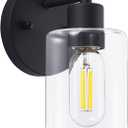 Black Wall Sconce,Wall Light Fixtures, Modern Bathroom Light Fixture with Clear Glass Shade and Moisture and Rust Prevention,Hallway Wall Lamp Mount Light Fixtures for Wall(1PACK)