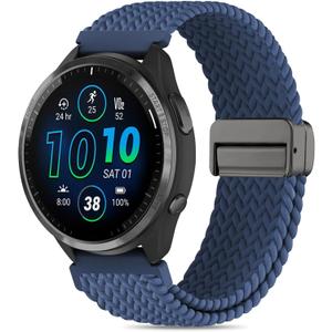 HQzon Nylon Watch Band Compatible with Garmin Forerunner 965/ 955/ 945/ 935/ 970/ fenix5/ fenix6, 22mm Braided Magnetic Buckle Strap Suitable Compatible with Garmin Instinct/ Instinct2/ Instinct3 45mm