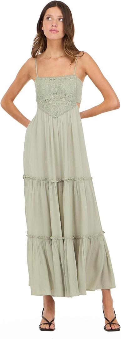 Forever 21 Women's Smocked Maxi Dress, Green, M