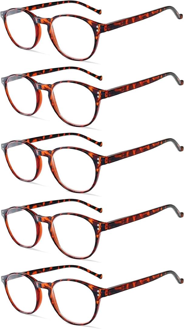 NORPERWIS 5 Pairs Reading Glasses - Standard Fit Spring Hinge Readers Glasses for Men and Women (5Tortoise, 2.5, x)