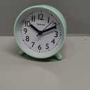 Retro Analog Alarm Clock with Night Light, Battery Operated, Easy to Set - Ascending Alarm, Snooze, Simple Round Metal Design for Bedroom, Desk, Bedside, Travel, Kids, Adults, Heavy Sleepers (Green)