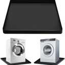 Washing Machine Washer Drain Pan Silicone Mat, Large Non-Slip Leak Washer Tray Soft Bottom Pad Portable Washing Machine Silicone Mat with Raised Edge Drip Mat for Floor Protector 27" x 27", Black