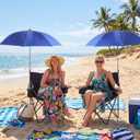 2 Set Beach Chair with Umbrella Foldable Camping Chair Adjustable and Fold up Umbrella with Storage Bag for Outdoors Fishing Camping Hiking Travel Picnic Beach(Black and Blue), 2' 3.77" X 1' 5.72" X 1' 5.72"
