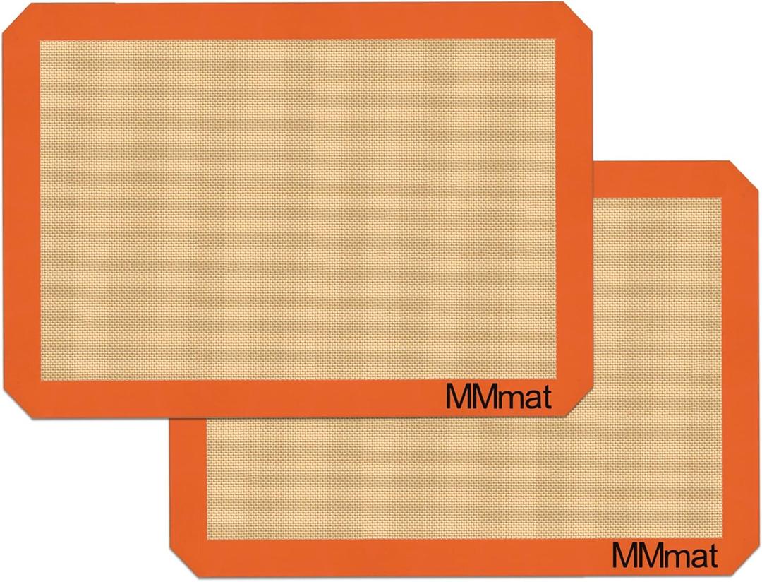 MMmat Silicone Baking Mat - Best German Silicone - Non Slip Silicone Baking Sheet, Non Stick Reusable Silicone Mats for Baking, Oven Liner, Counter Mat - 2 Medium-Sheet Size