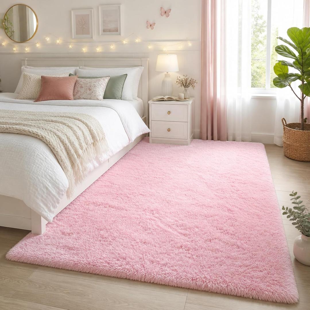 Ophanie Pink Rug for Bedroom Girls, Kids Fluffy Kawaii Fuzzy Furry Shag Area Rug, Cute Plush Soft Shaggy Bedside Indoor Floor
102x72