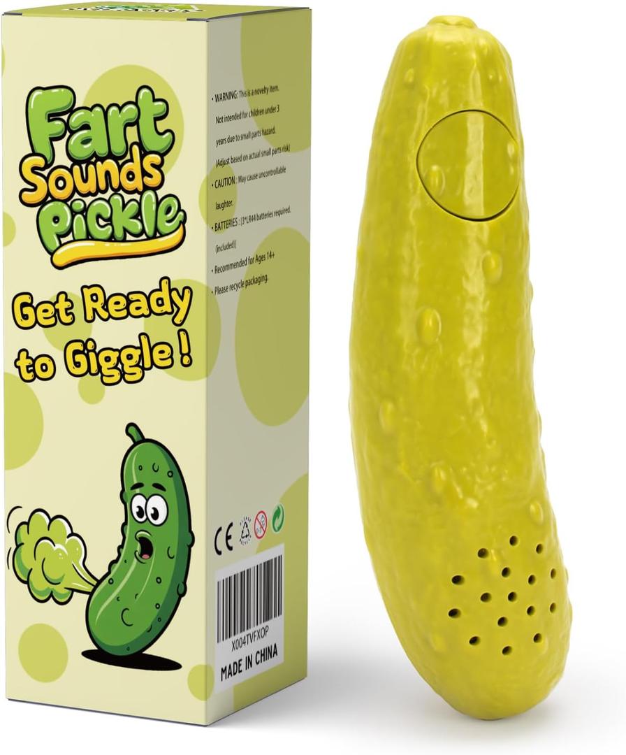 A AIFAMY Fart Sounds Pickle - 30+ Unique Farts, Farting Cucumber Toy - Funny Gag Gift Idea for Adults Friends and Family, Coworkers Office Gag