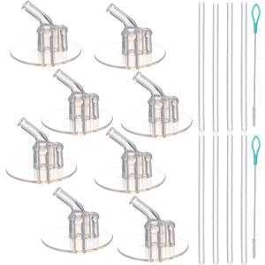 Replacement Straws for Thermos Funtainer 12 Ounce Bottle(F401), 8 Sets(8 pcs Silicone Sipper Straws, 8 pcs Silicone Straw stems and 2pcs Straw Cleaning Brushes)