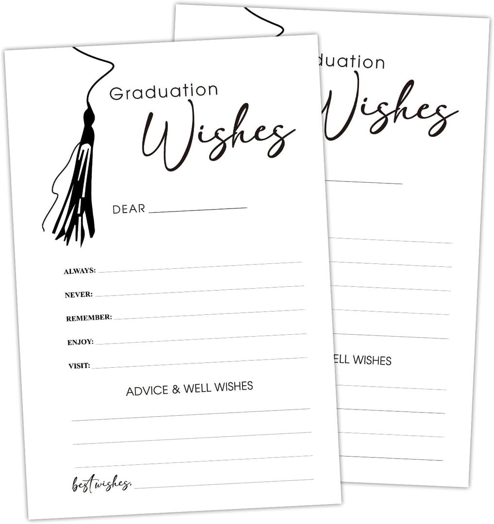 4 x 20 Graduation Party Wishes and Advice Cards, Grad Party Announcement Graduation Wish Card, Grad Celebration Party Activity Favor Supplies -b02