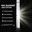 Silver Linen Blackout Curtains 96 Length 2 Panels Set for Living Room Bedroom, 100% Black Out Thermal Insulated Linen Drapes, Room Darkening Grommet Curtains 96 Inches Long