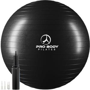 ProBody Pilates Exercise Ball - Multiple Sizes Gym Grade Balance Ball for Fitness, Yoga, Workout, Pregnancy & Physical Therapy (17.7", Black)
