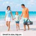 Beach Umbrella with UPF 50+ UV Protection, Portable Beach Tent Canopy with 360 Ventilation, 4 Sandbags, Wind Ropes & Stakes, Storage Pockets for Beach, Travel, Backyard (3)