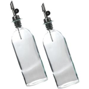 2pcs Transparent Glass Oil Dispenser Bottle Leak Kitchen Sauce Storage Seasoning Jar for Cooking Oils and Vinegar