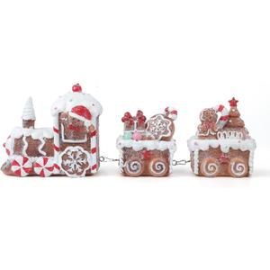 Hexagram  GINGERBREAD  Table Decorations Lighted Train, 
GINGERBREAD 
Centerpieces for Tables Pumpkin Decor with Black Cat Ghost Figurines, Indoor Outdoor Home Tabletop Decor (12"x2.8"x3.6")