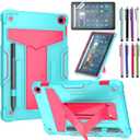 Case for Amazon Fire Max 11 (13th Generation, 2023 Released) - Heavy Duty Hybrid Protective Case Cover with Kickstand + 1 Screen Protector and 1 Random Stylus (Teal/Pink)