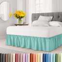 Wrap Around Dust Ruffle Bed Skirt - Spa Blue - for Queen Size Beds with 18 Inch Drop - Elastic Strap - Adjustable Pleated Bedskirt with Brushed Fabric and Wrinkle Free - for Women, Men, Kids & Teens