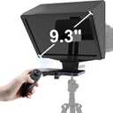 9.3-Inch All-Metal Teleprompter, 70/30 Beam Split Glass, 1/4 Thread, Phone & Camera Compatible, Portable for Video Recording