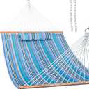 quilted fabric hammock
Lazy Daze Hammocks 12 FT Quilted Fabric Double Hammock with Spreader Bars and Detachable Pillow, 450 LBS Weight Capacity, Peacock Green Stripe