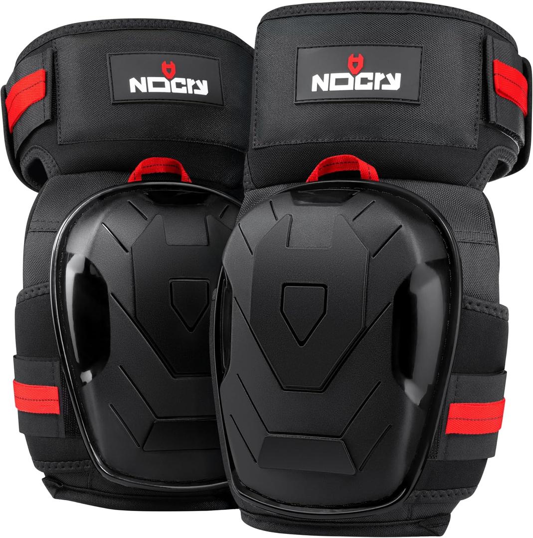 NoCry Professional Gel Knee Pads for Work Heavy Duty Anti-Slip Cap, Extra Dual-Layer Foam and Cushion, Reinforced Adjustable Non-Slip Straps, Built-in Hangand Pull Loops, Fits Men Women, Black