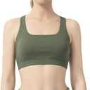 Womens Sports Bra Padded Crisscross Back Medium Support Sports Bras with Removable Cups for Workout Yoga (Green, XL)