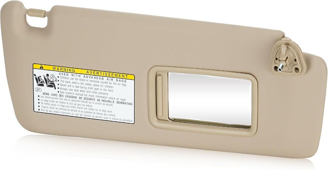 Beige Right Passenger Side Sun Visor Replacement Compatible with 2004 2005 2006 2007 Toyota Highlander Replace 74320-48260-a0