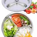 304 Stainless Steel Sectioned Dinner Plates Set of 2 Divided Plates 11 inches with 3 Compartments Mess Trays Food Plate for Adults, Campers, and for Portion Control Metal plate