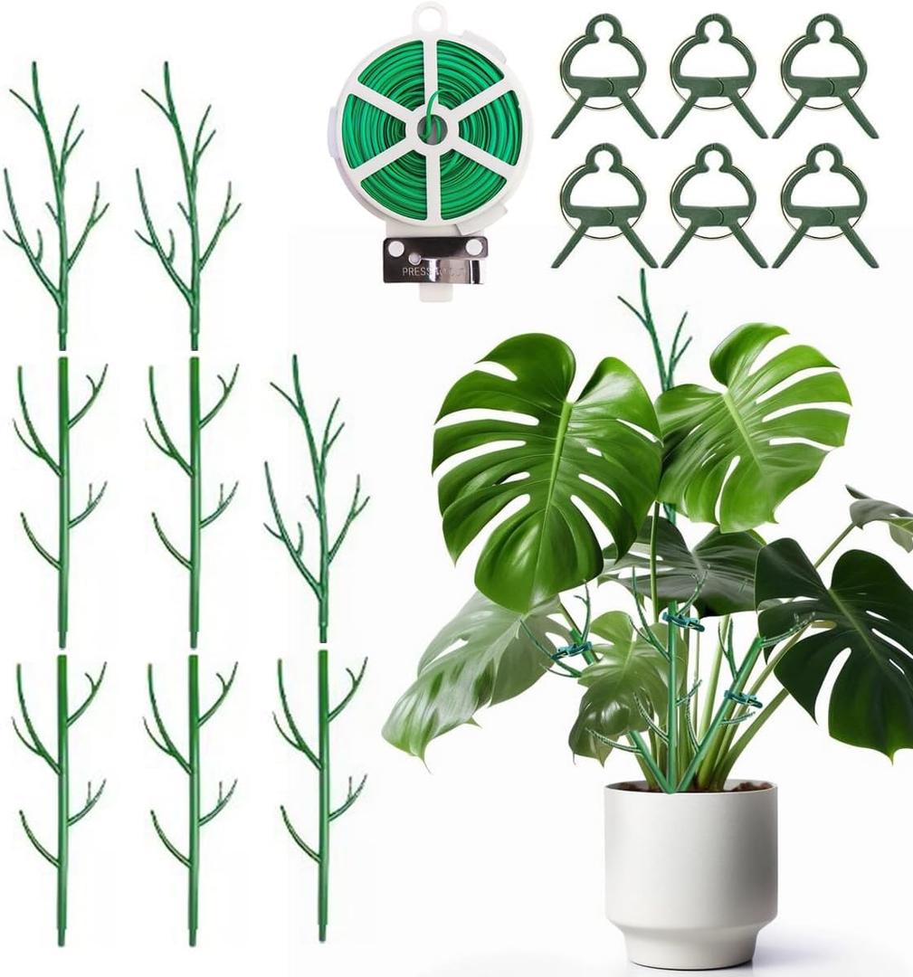 Monstera Plant Support Stakes, 8 Pack Stackable Garden Trellis Climbing Plant Support Structures with Extension Poles for Indoor Outdoor Potted (39.4''- 8 Pack)