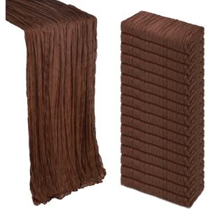 16 Pack Brown Cheesecloth Table Runner 10Ft Gauze Cheese Cloth Fall Table Runner 120 Inch Boho Sheer Rustic Fabric for Thanksgiving Decor Bridal Baby Shower Wedding Centerpiece Holiday Decorations