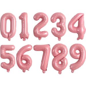 TONIFUL Number Balloons 16 Inch Light Pink 0-9 Number Mylar Foil Balloons 10 Pcs Custom Digital Balloons for Birthday Party Engagement Graduations Anniversary Baby Shower Decorations Party Supplies