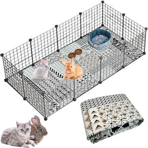 kathson Rabbit Cage Liner 79" x 47" Washable Dog Pads Large Floor Mat Non-Slip Pet Training Pad Reusable Dog Pads Play Pen Mats for Bunny Puppy Cat Guinea Pig (Small)