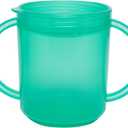TalkTools Recessed Lid Cup with Handles - Leak Proof | Promotes Oral Motor Skills, Lip Closure, and Self Feeding | Alternative to Sippy Bottle | Food Grade Materials | Dishwasher Safe (Green)