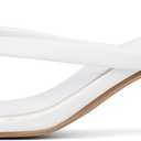 Goderci Kitten Flip Flop Thong Low Heels for Women Square Open Toe Slip On Heeled Sandals (White, 8)