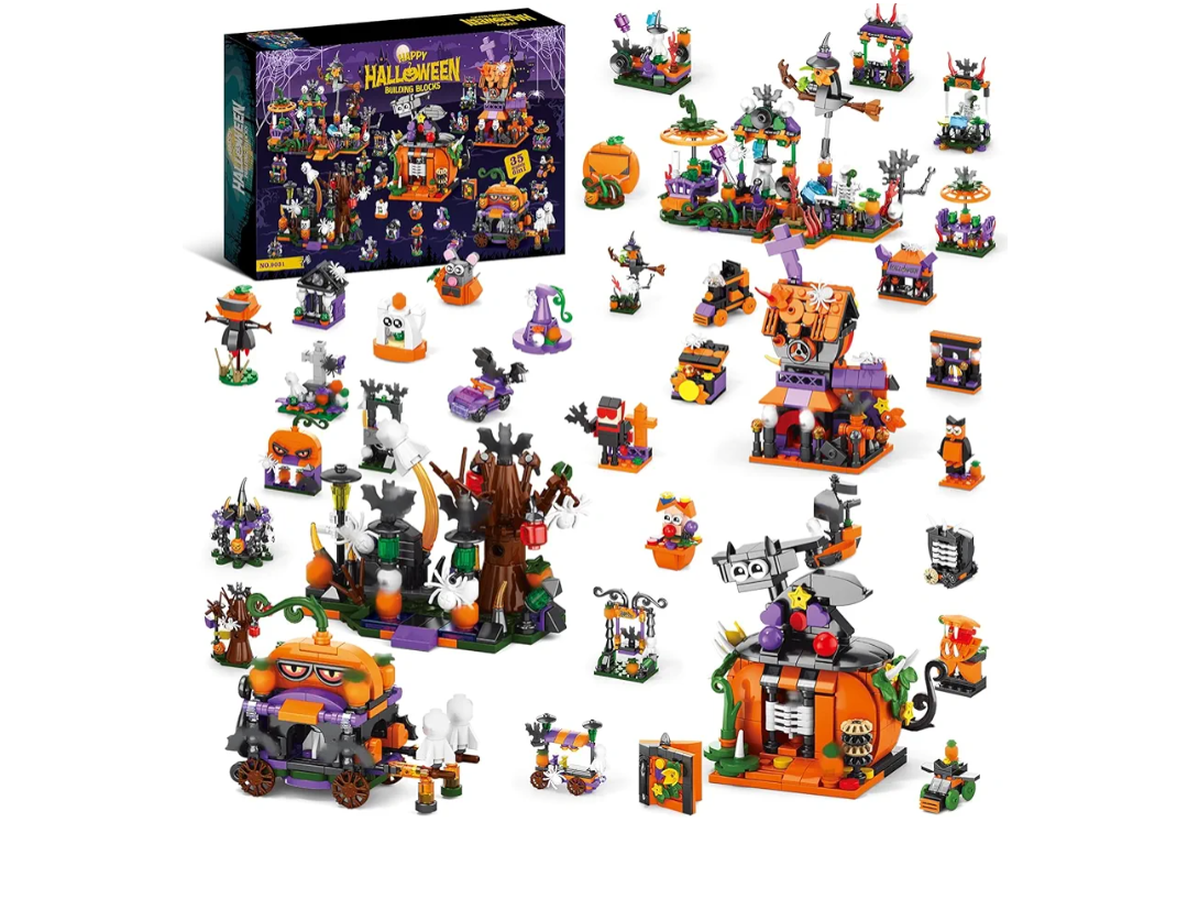 2025 Halloween Advent Calendar kits – 31-Day Spooky Building Blocks Countdown Calendar Sets – Build Your Haunted House with Ghosts, Bats & Pumpkins! Fun Construction Toy Gift for Ages 8+