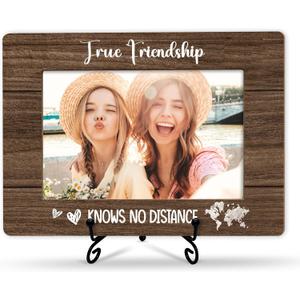 Friends Picture Frame Gifts, True Friendship Knows No Distance Photo Frame With Iron Stand, Best Friends Birthday Christmas Gifts Ideas, Long Distance Friendship Gifts For Women Sisters Friends, A58