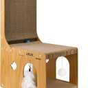 LIFLIX L-Shaped Double-Layer cat Scratching Board, Cardboard cat Scratching Post with Toys, Cat Scratcher & Hideaway for Indoor Cats to Scratch, Rest and Play