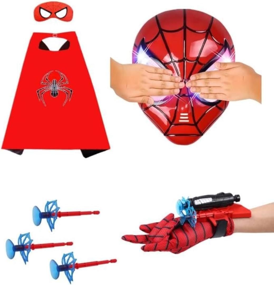 spider toys for boys 4-6superhero capes for kids and LED Mask - web shooters,Superhero Toy Shooter - Compatible with Superhero Toys