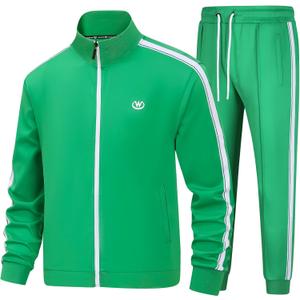 Men's Tracksuits Set Long Sleeve Causal Full Zip Running Sports Sweatsuit for Men 2 Piece Outfits (Medium, Green)