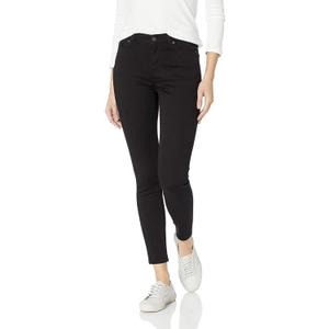 Amazon Essentials Women's Mid-Rise Stretchy Skinny Jean (8 Long, Black)