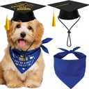 2 x 3 PCS Dog Graduation Costume Set Include 2026 Black Pet Graduation Cap and Bandana with Tassels for Dogs Cats Party Dress Costume AccessoryBlue