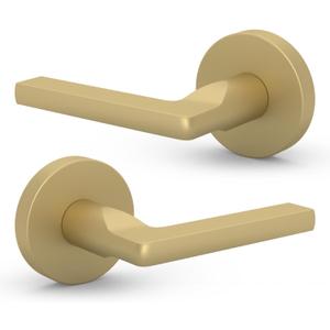 Ralph Dummy I Lever Door Lock Handle Set for Closet or French Doors I Single Side, Non-Turning I Reversible I Fits All Standard Door Sizes I Screws Included - Satin Brass 12 Pcs
