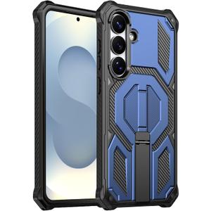 for Galaxy S24/S25 Magnetic Case with Screen Protectors, Blue | Compatible with MagSafe, Concealed Kickstand, 2 Pack Screen Protectors, Military Grade, Double Layer, Shockproof Protection