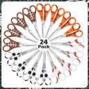 Therwen 24 Pcs Sport Blunt-tip Scissors Set 5 Inch Soccer Football Basketball Volleyball Safety Scissors for School Classroom DIY Crafting Back to School Supplies for Teacher Gifts
