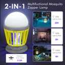 Solar Bug Zapper Outdoor Waterproof, Portable Mosquito Zapper, 2-in-1 Cordless & Rechargeable Bug Zapper with LED Light for Home, Camping, Patio, Yard, Pool (Green)