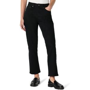 Amazon Essentials Women's High-Rise Straight Leg Jean (6 Long, Black)