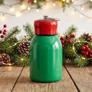 Mifoci 1 Pcs 10oz Mini Water Bottles Christmas Green Stainless Steel Slim Insulated Thermal for Hot Cold Drink Small Vacuum Portable Water Bottle for Christmas Women Gifts Travel Camping Hiking