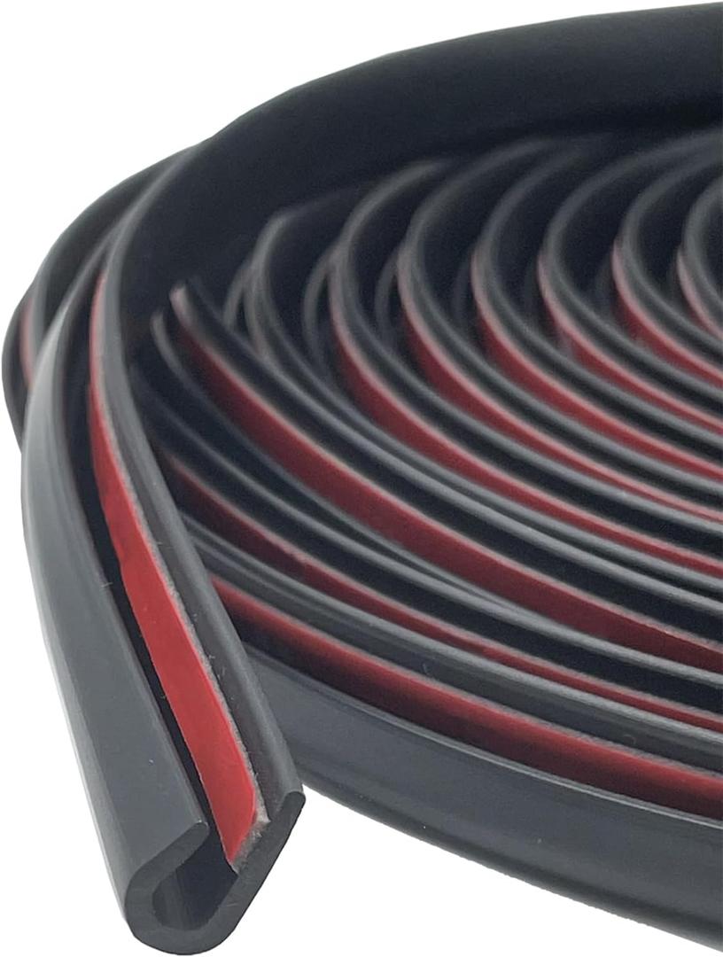 Rubber Edge Guard U Channel Trim Self Adhesive Metal Edge Protection Guard for Car Doors, Hatches, Lockers, Panels (20Ft, Black)