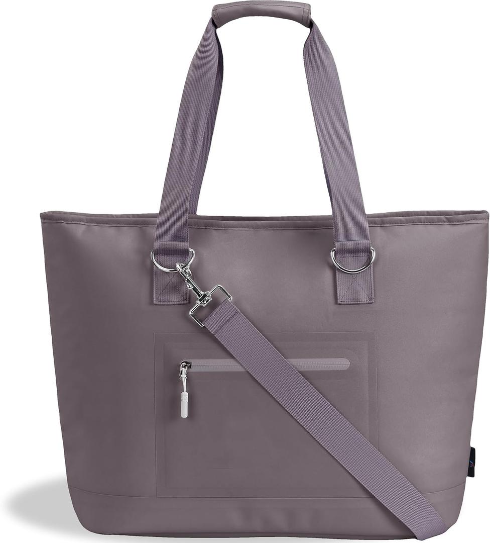 Insulated Cooler Bag, SIYUAN Leakproof BPA-Free Soft Tote with Shoulder Strap for Work Lunch Travel Water-Resistant (20L, Grey Purple)